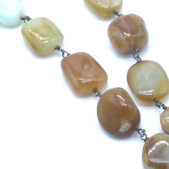 Artisan Tumbled Amazonite Square Beads on Wire Choker Necklace - Picture 13 of 16